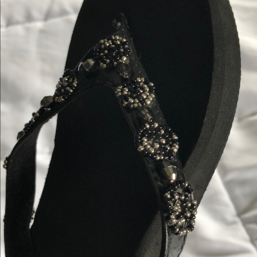 Women’s Black Wedge Sandal, size 6-6.5 - Picture 4 of 5